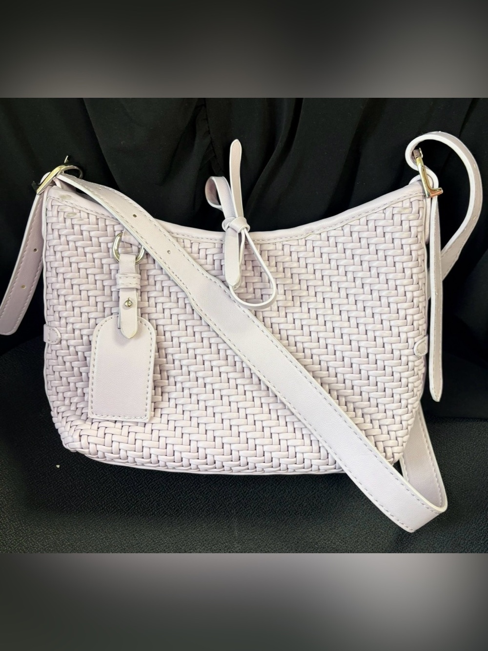 NWOT! Bottega Veneta Inspired Woven Vegan Leather Bag, LILAC - Picture 10 of 10